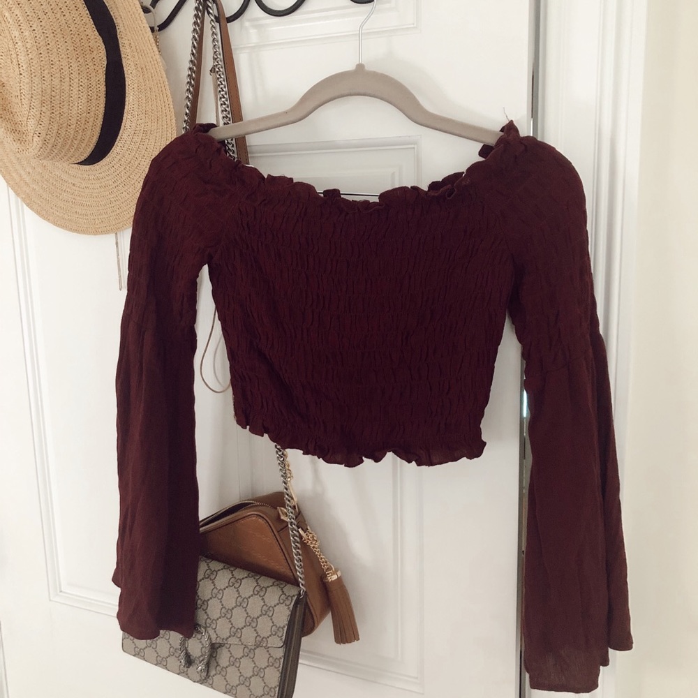 la hearts maroon blouse